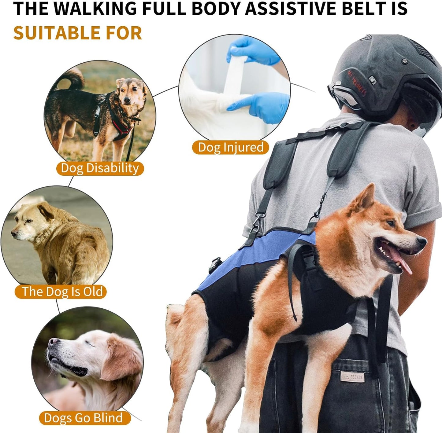 Hundegeschirr-Rucksack, L Schwarz+Blau