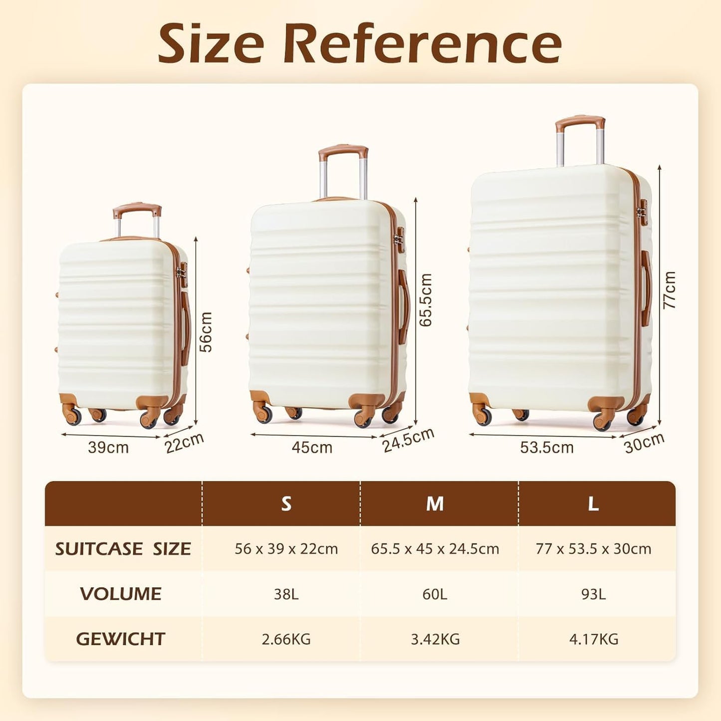 Hartschalen-Trolley mit 4 Rollen und TSA-Schloss, Schwarz/Braun Mittelgrosser Koffer