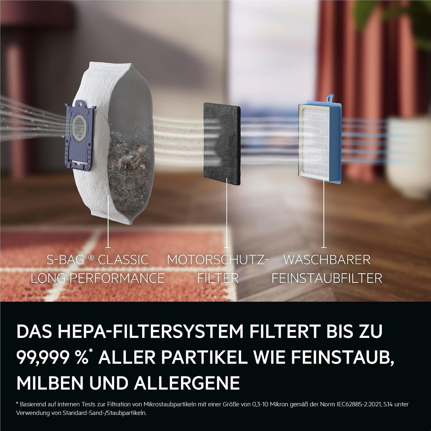 VX83-2EBR Staubsauger mit Beutel, leise 64 dB, HEPA-Filter