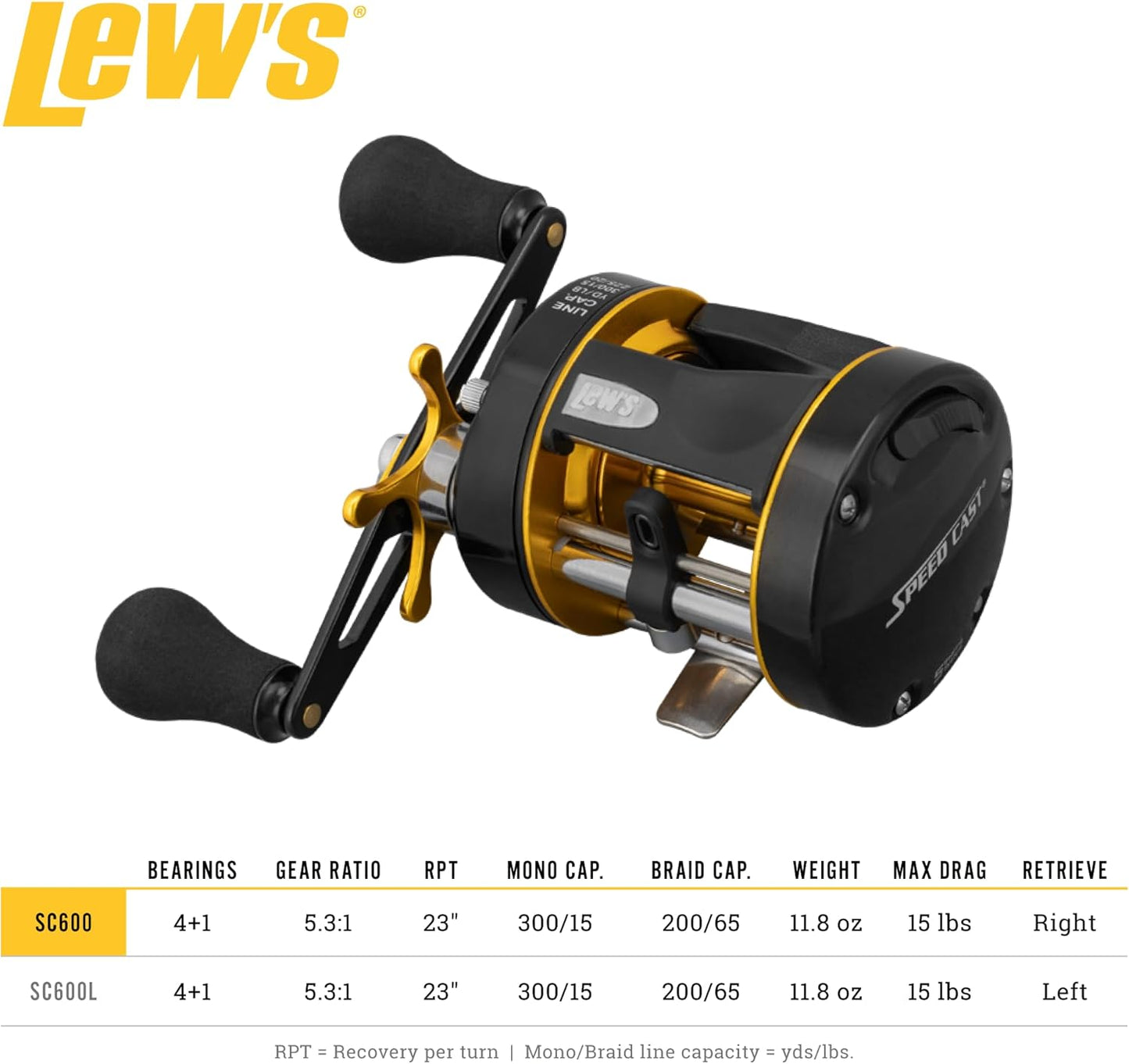 Speed Cast Baitcast-Rolle SC600, 160/20 - 27"