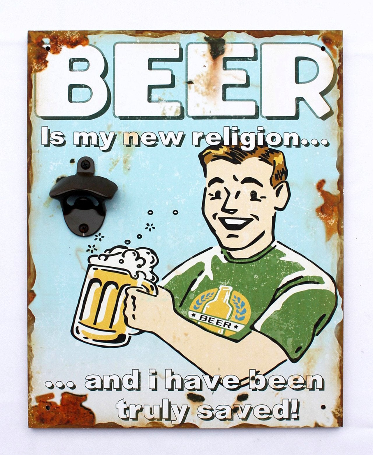 Wandflaschenöffner mit Beer-Motiv, 21261 Blau