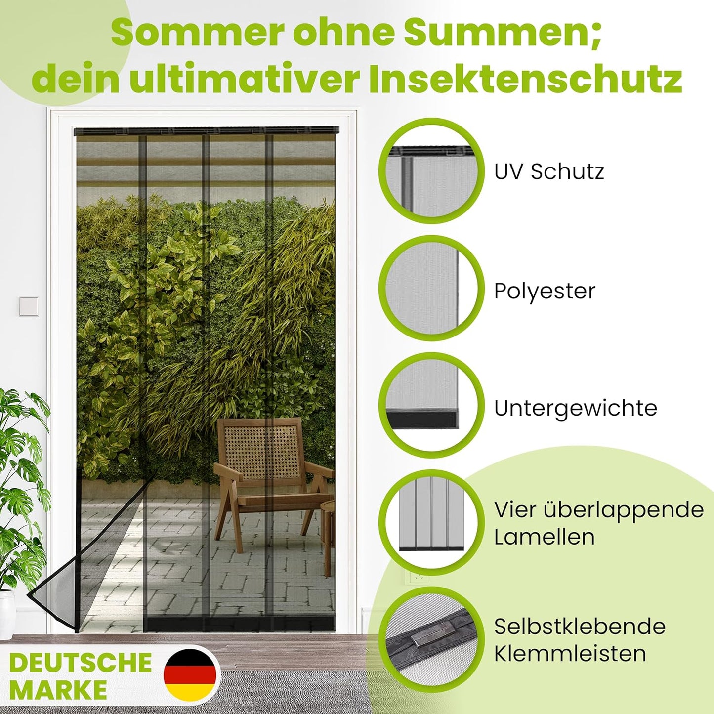 Klemm-Lamellenvorhang mit Magnet-Vorhang, Magnet-Vorhang