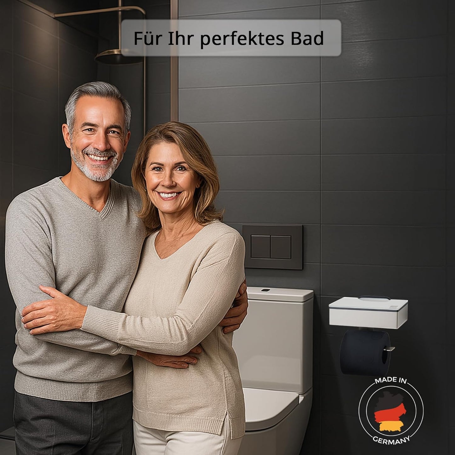 2-in-1 Toilettenpapier- und Feuchttuchhalter, Gehäuse Matt Glas Weiss Befüllbar Von Rechts