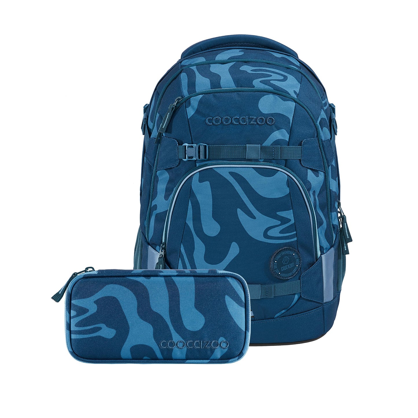 Schulrucksack-Set MATE (3-teilig) mit Mäppchen, Breaking Waves - Blau