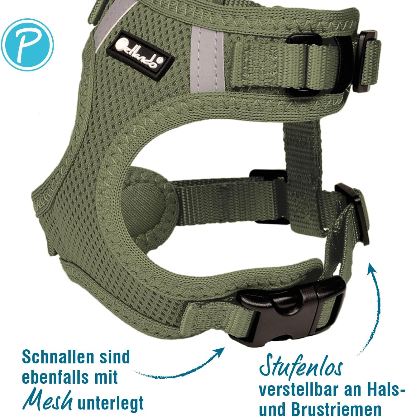 Hundegeschirr Mesh Vest, Olive XL
