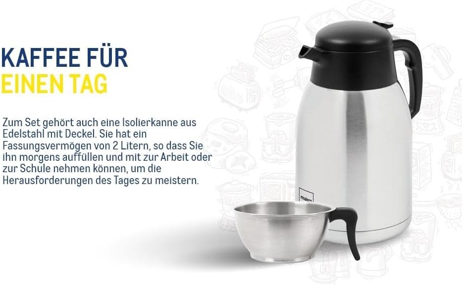 Filterkaffeemaschine mit Isolierkanne (2.3L), 2.3L Wassertank mit Isolierkanne