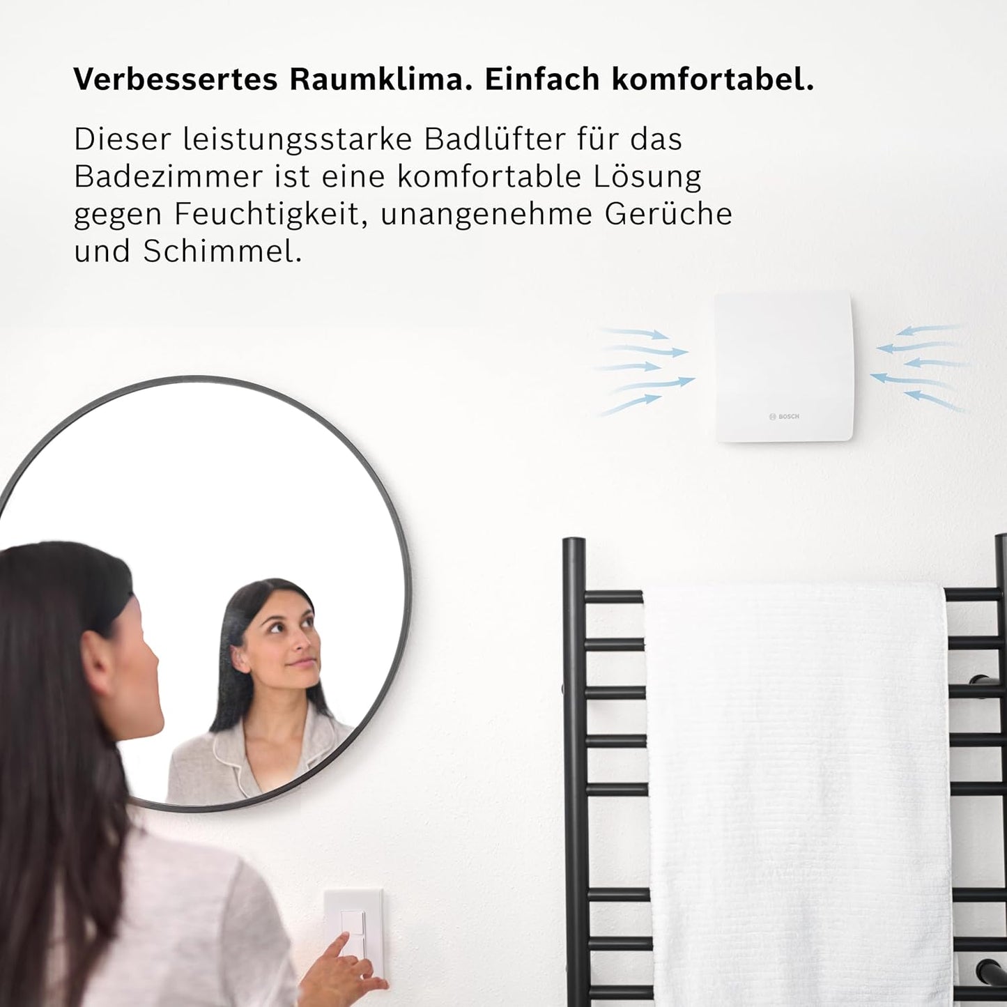 Badlüfter mit Hygrostat & Timer F1500 DH, Feuchtigkeitssensor 100 mm Durchmesser
