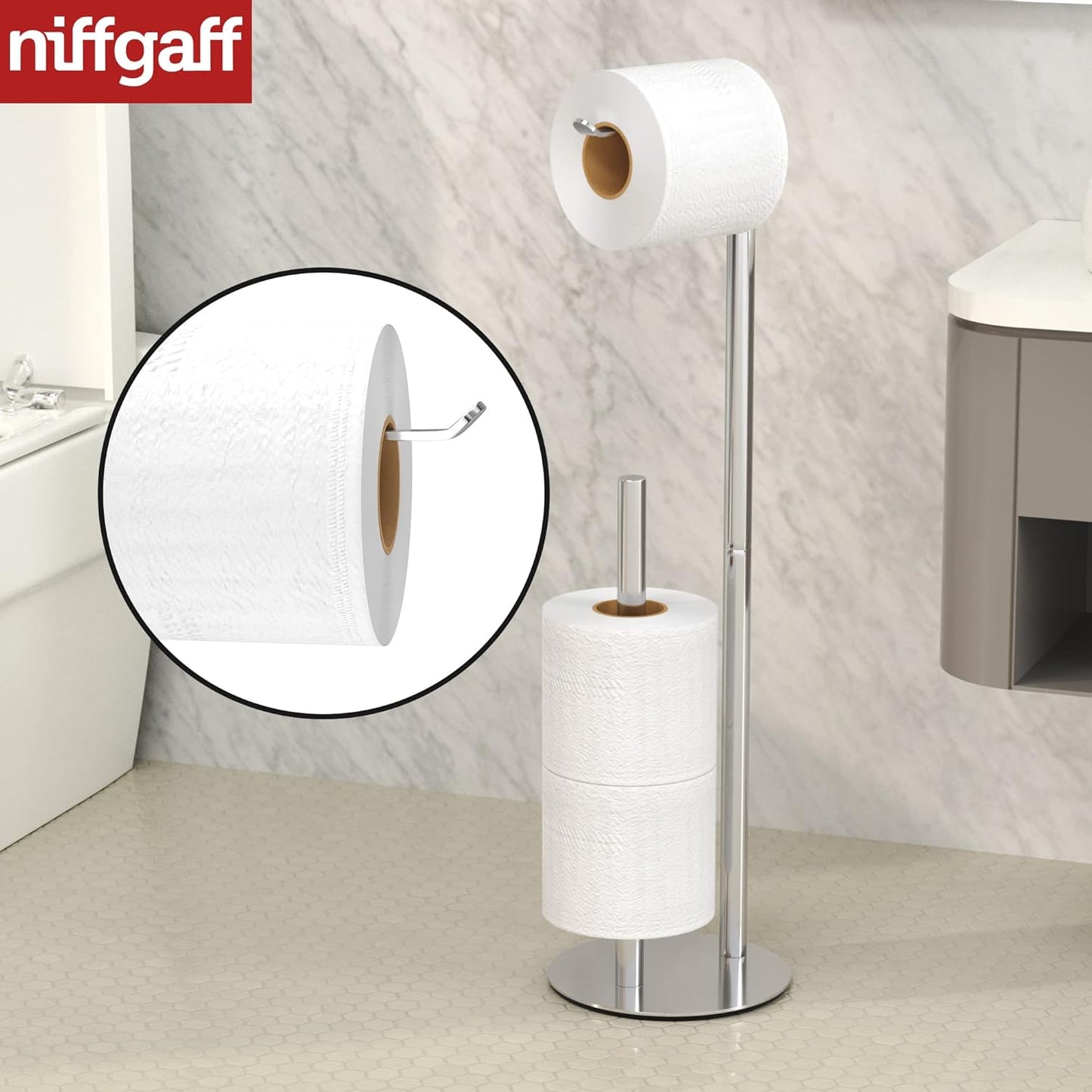 Freistehender Toilettenpapierhalter, Silber