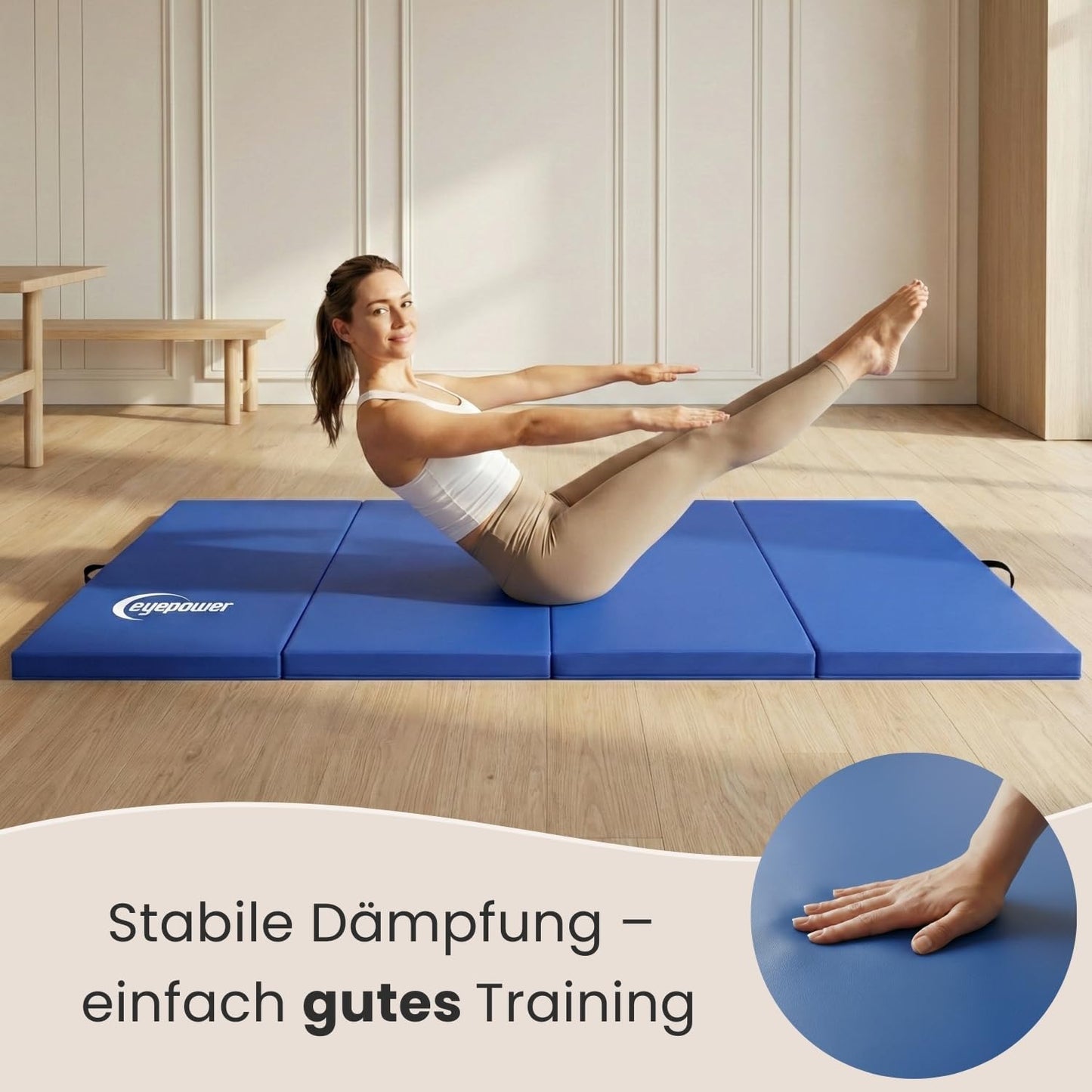 Faltbare Gymnastik- und Turnmatte 180x60x5 cm, 180 x 60 x 5 cm Blau-Schwarz