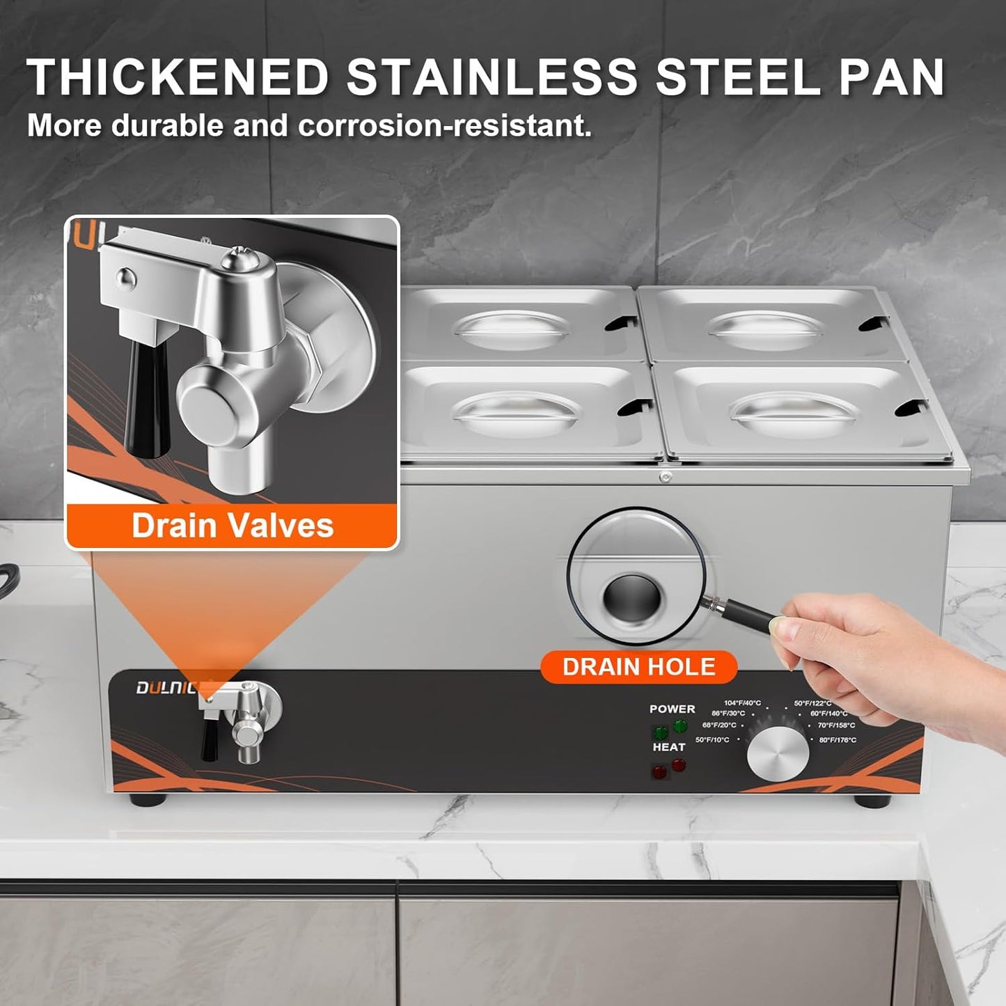 Bain Marie Speisewärmer mit sechs 1/6 GN Speisewannen, 6-Pan