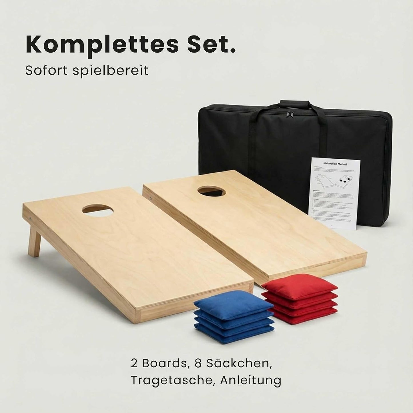 Cornhole Wurfspielset mit Tasche und 8 Bags, 90x60 (inkl. Tragetasche)