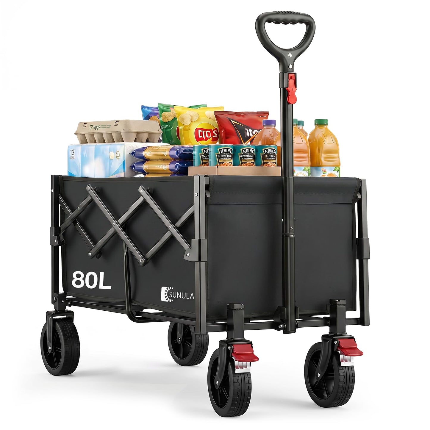 Faltbarer Geländewagen mit Bremsen, Schwarz 80L