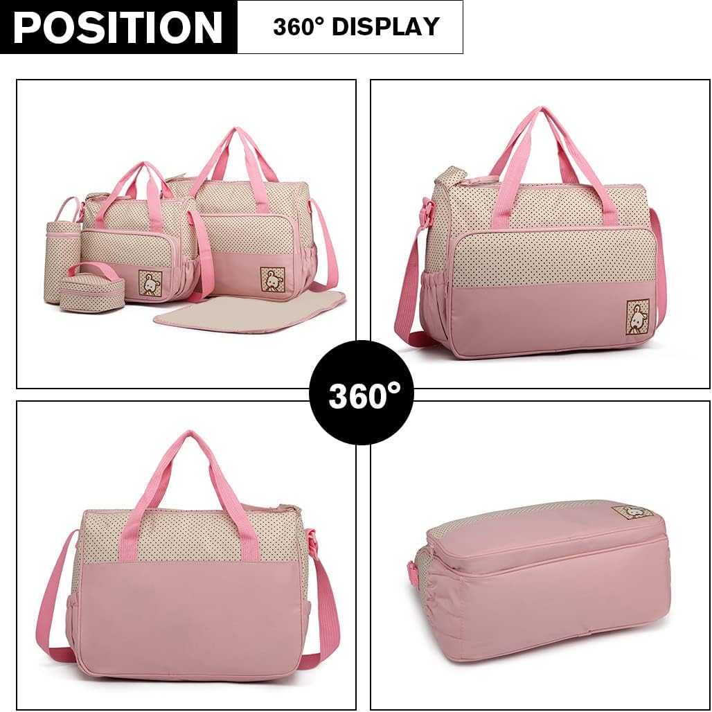 5-teiliges Baby Wickeltaschen-Set, Rosa