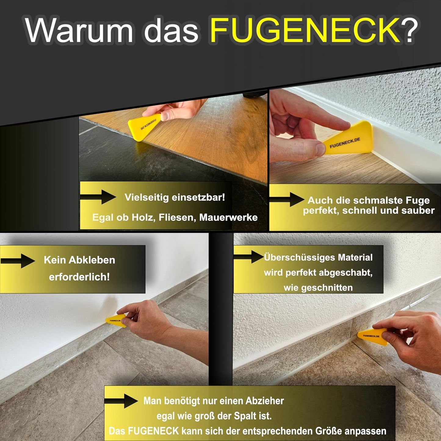 Fugenabzieher Set mit Glättmittel und Anleitung, FUGENECK + Glättmittel Sprühflasche