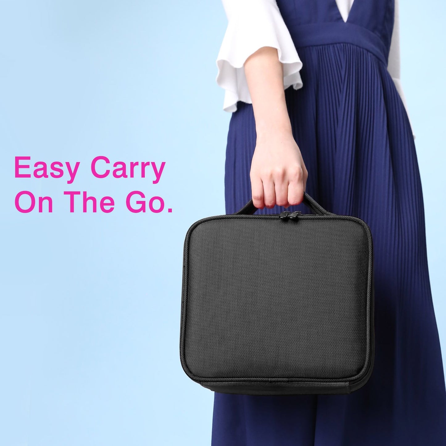 Tragbare Make-Up Kosmetiktasche, Reines Schwarz S