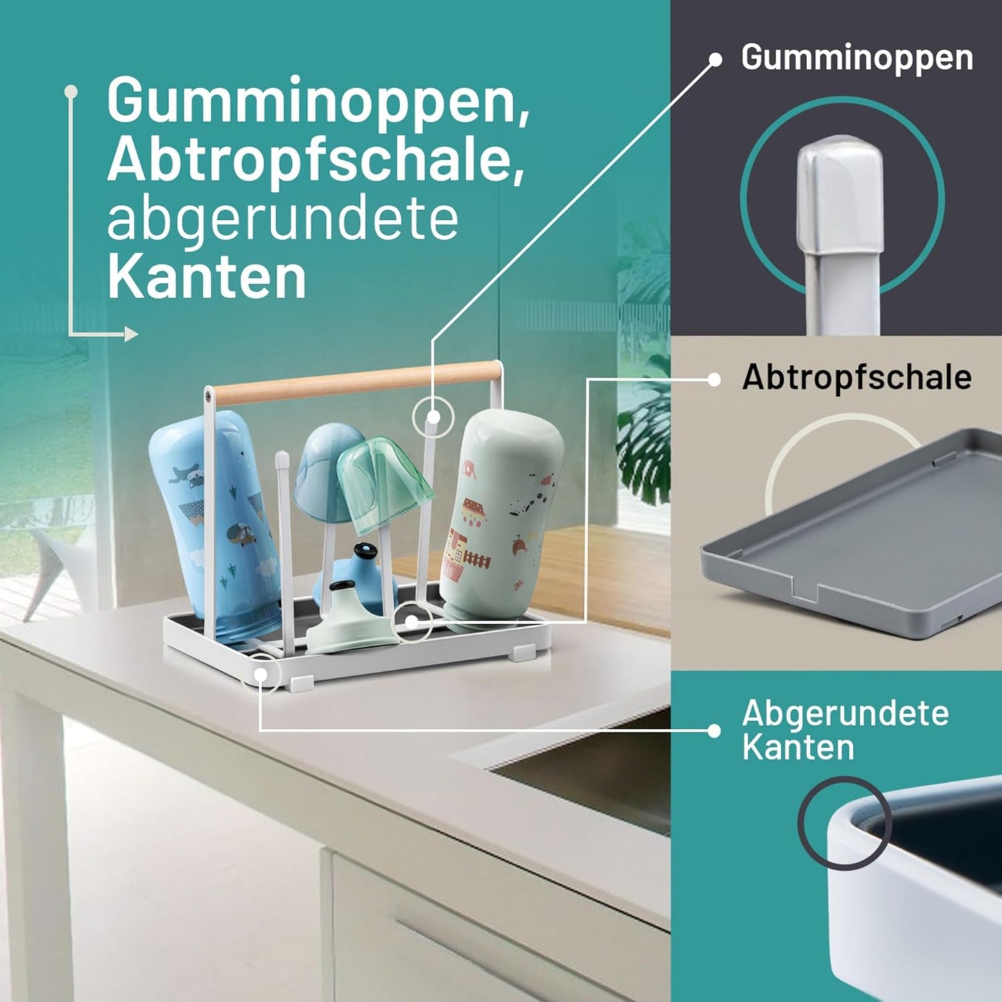 Abtropfgestell für Flaschen, Schwarz