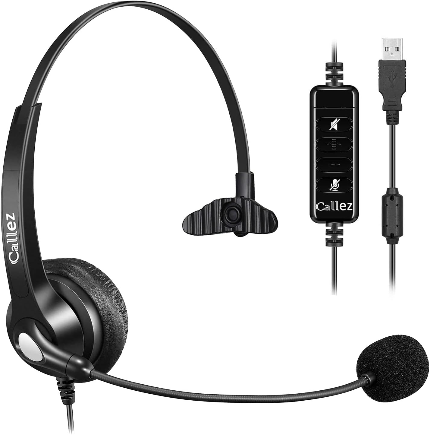 USB Headset mit Mikrofon & Noise Cancelling, Grau