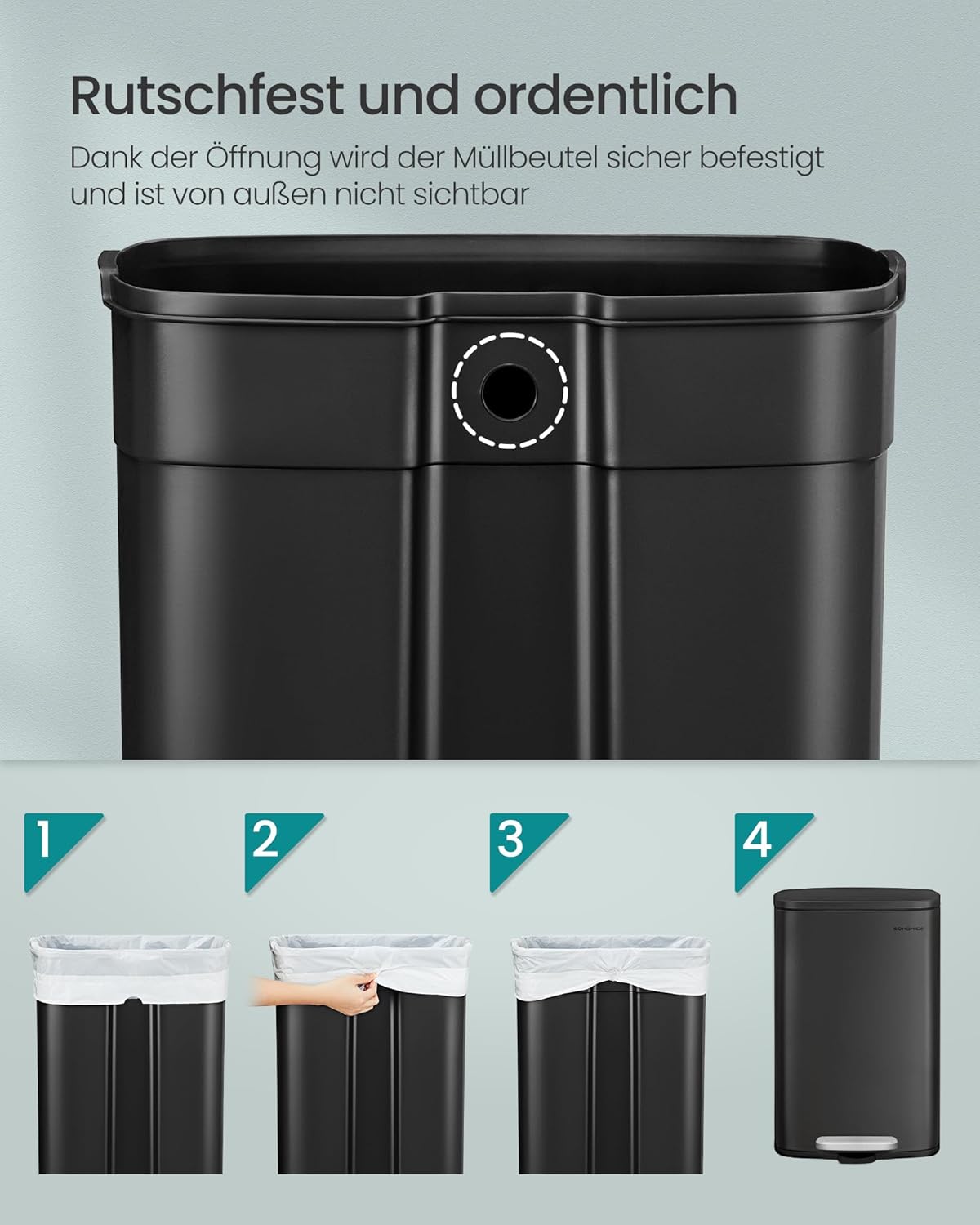 Treteimer mit Softclose (50L), Schwarz
