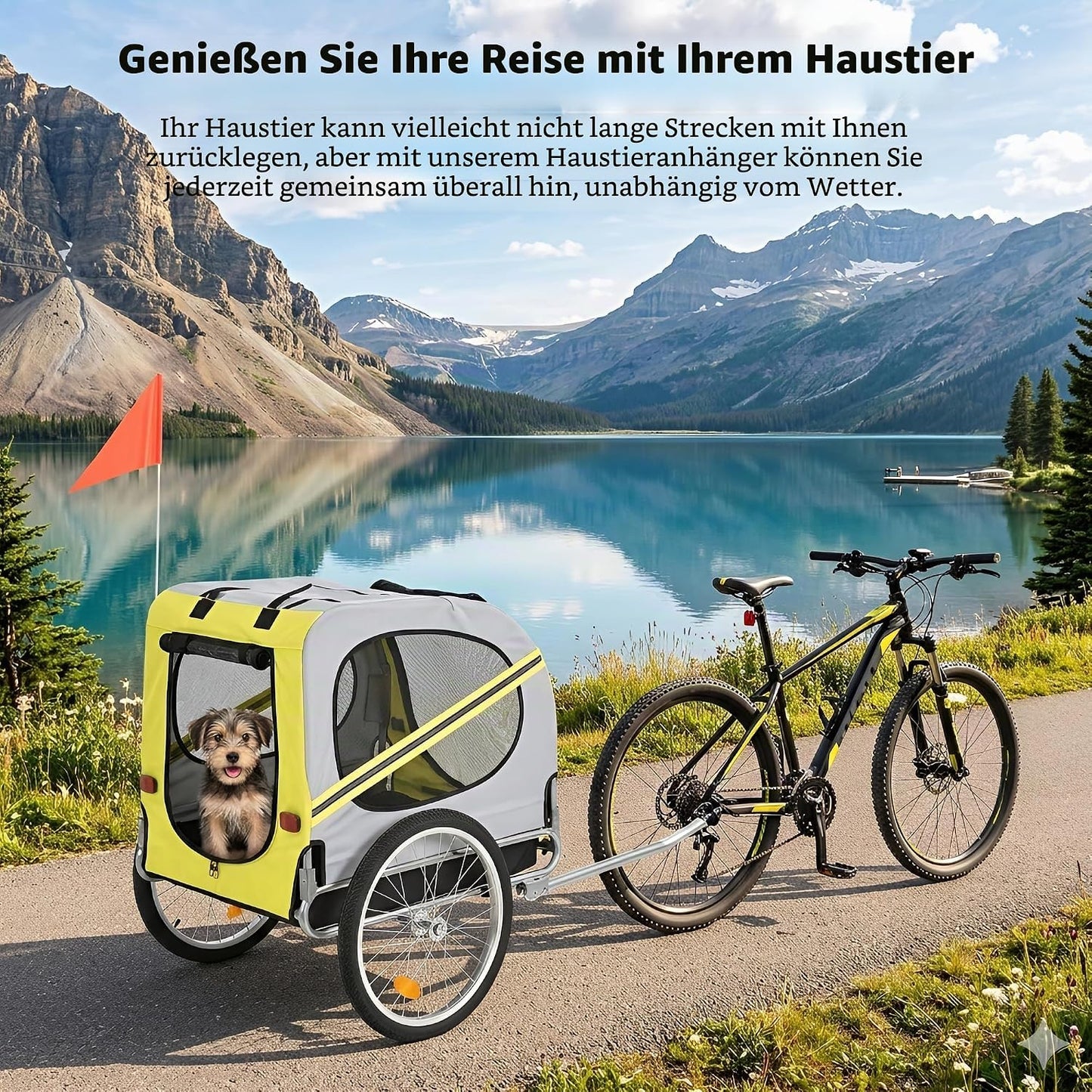 Hundefahrradanhänger & Buggy klappbar mit Dachöffnung, grün