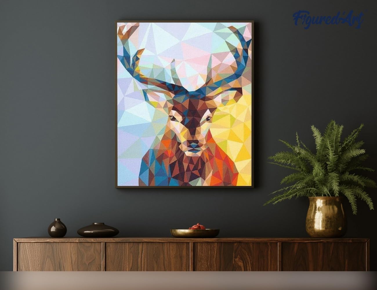 Malen nach Zahlen - Modernes Rentier, Modernes Rentier 40x50cm Mit Keilrahmen (nicht gespannt)