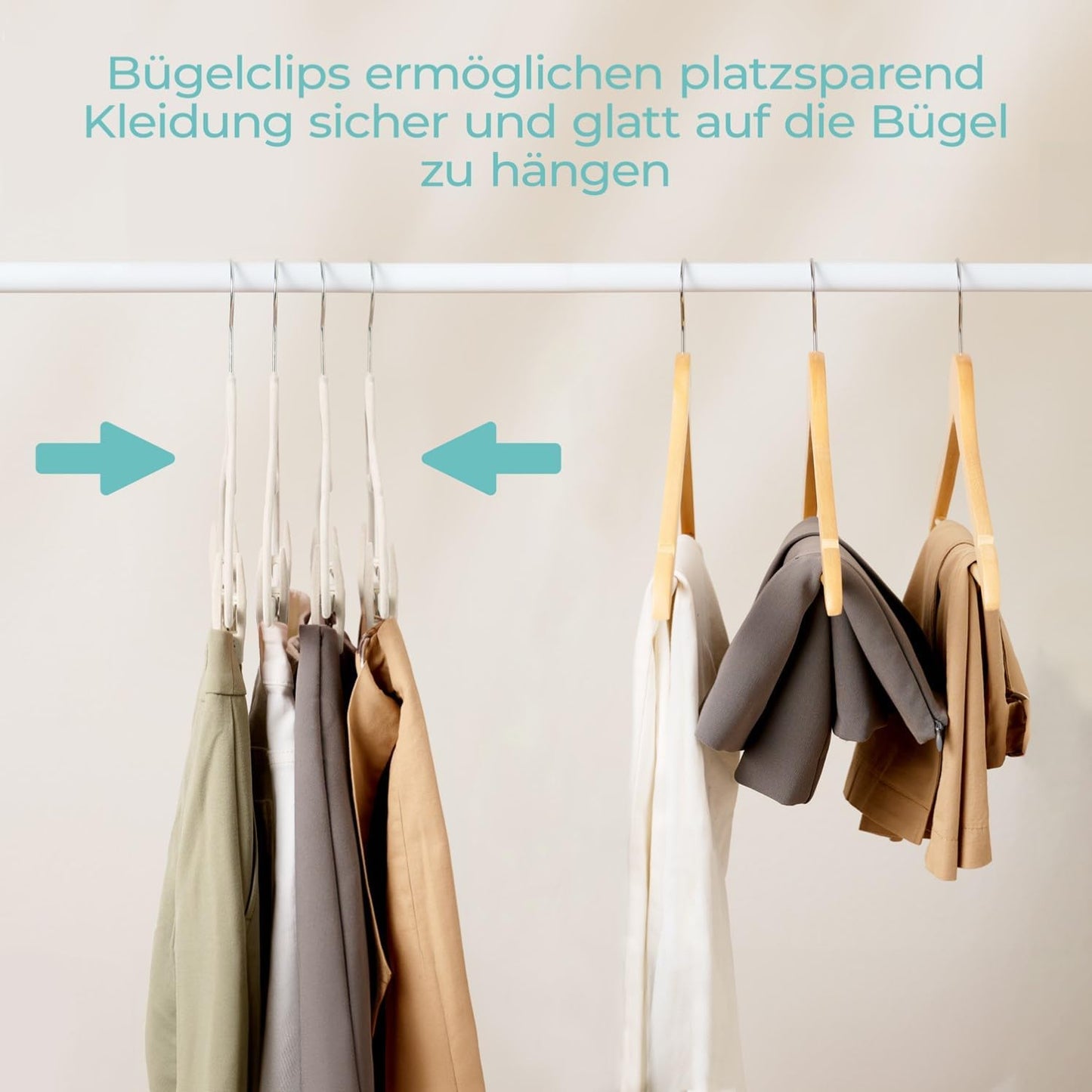 30-teiliges Kleiderbügel-Set, 30 Stück inkl Clips Elfenbein