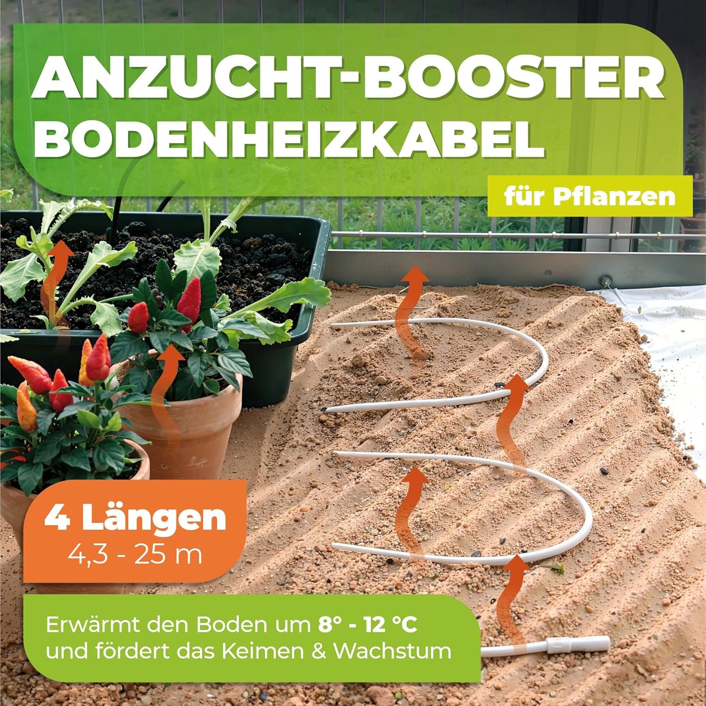 Bodenheizkabel für Anzucht, 10.0 m
