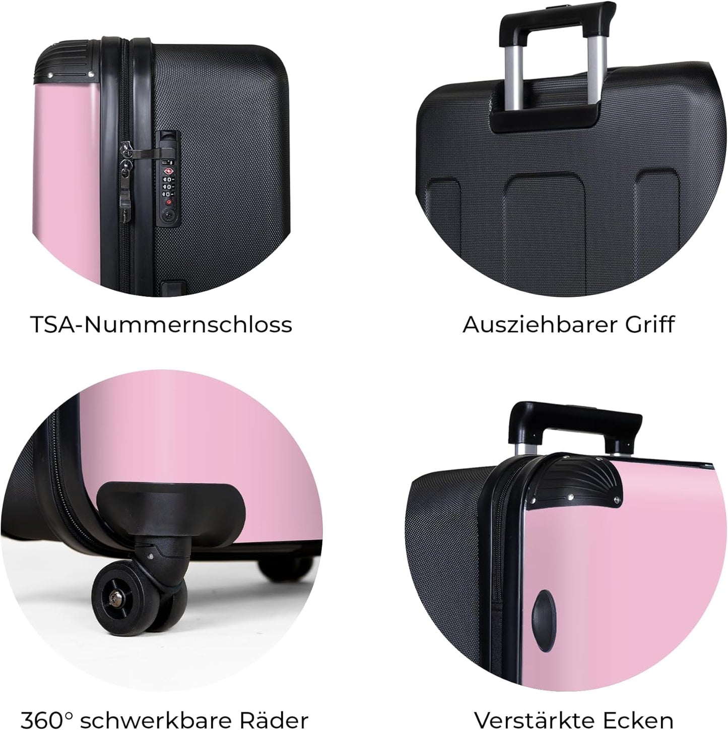 Hartschalenkoffer mit Rollen und TSA-Schloss, Einfarbig - Rosa Grösse XL