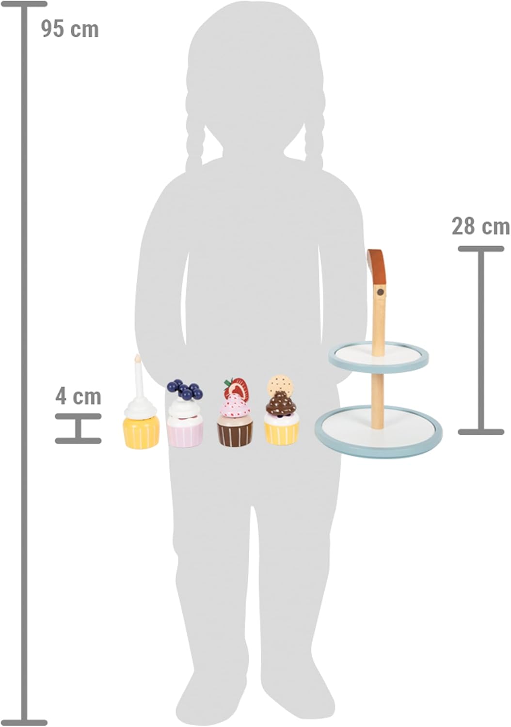 Cupcake-Etagere aus Holz für Kinderküche, Cupcake-Etagere