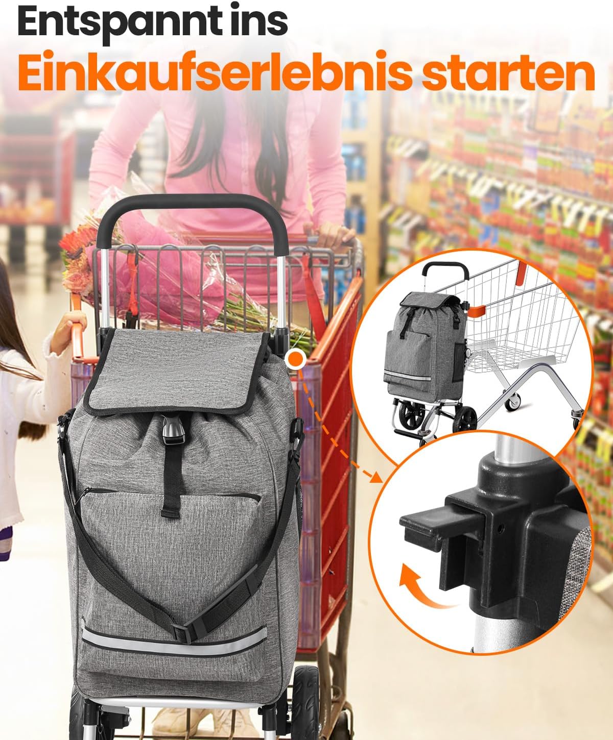 Einkaufstrolley mit Kühlfunktion, Dunkelgrau Standard