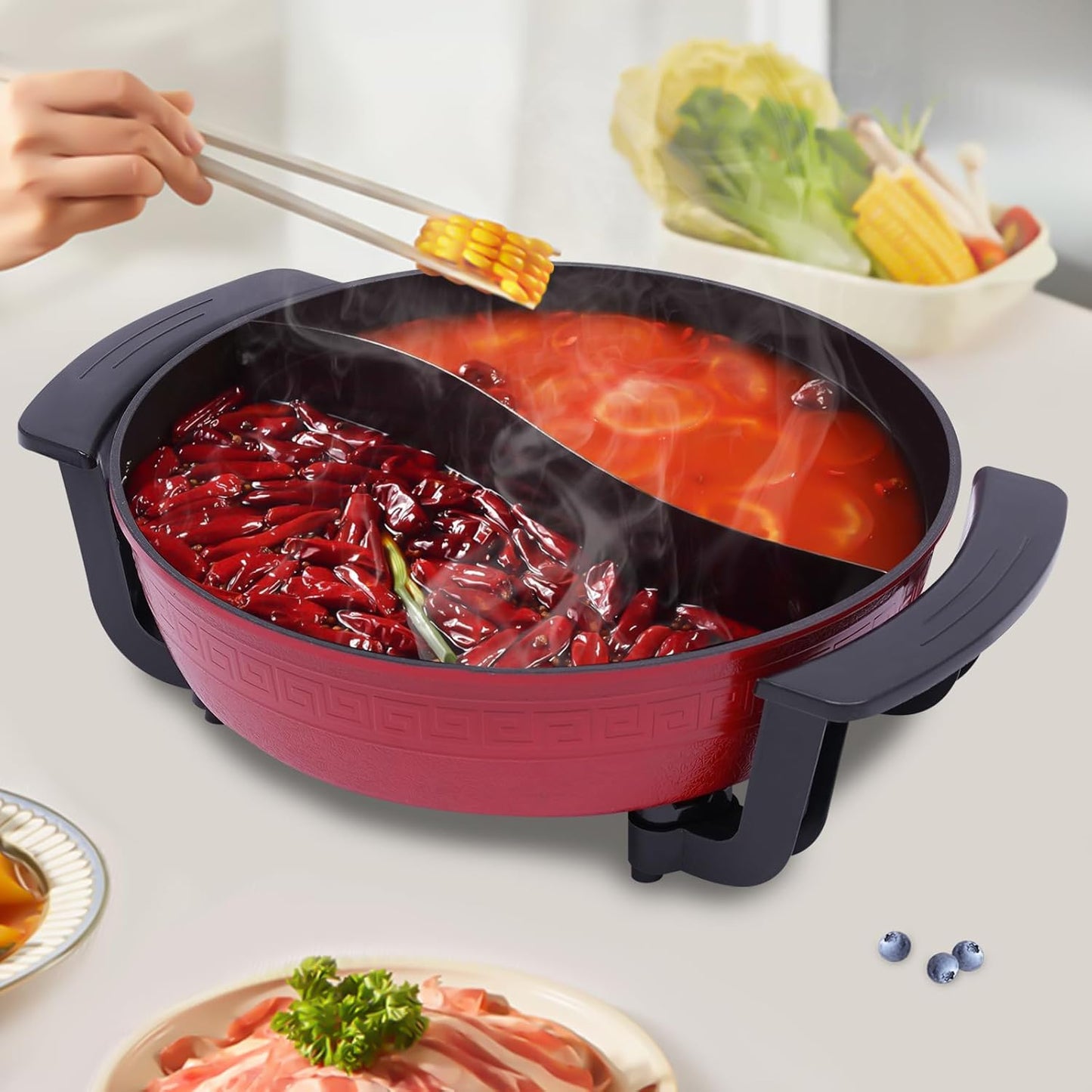 Elektrischer Doppel-Hotpot mit Deckel