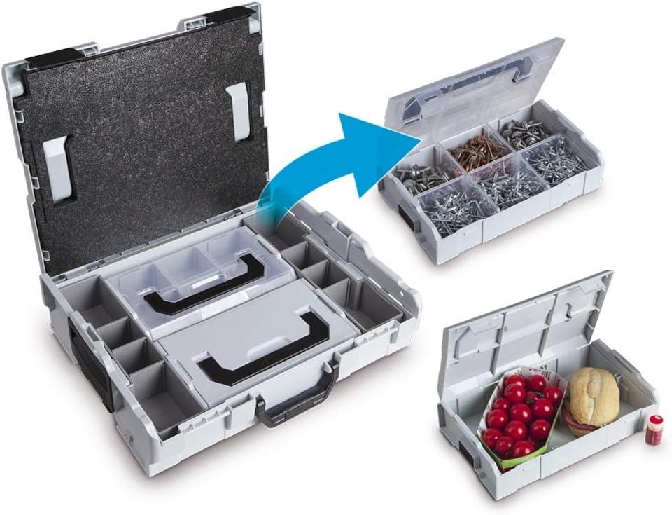 3-teiliges Sortierkasten L-BOXX Mini Set, 3 Grau + Transparent