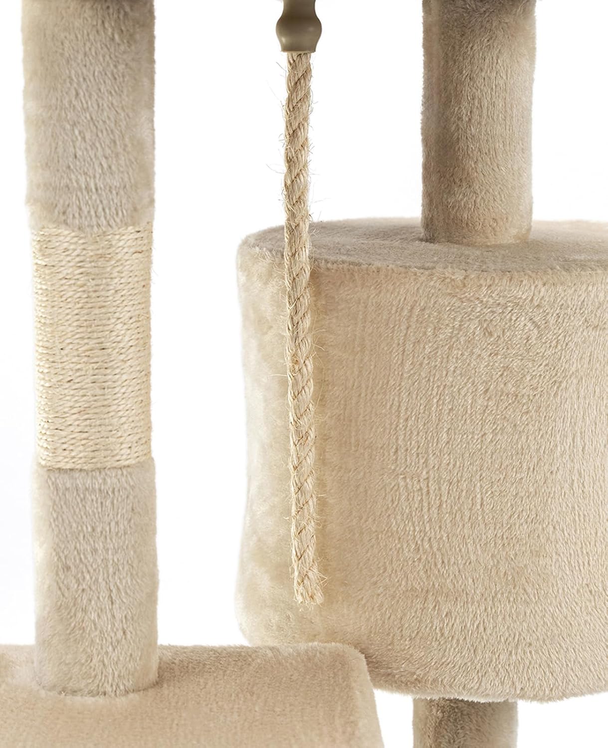 Katzenbaum mit Plüschbällen und Spielseil, Beige