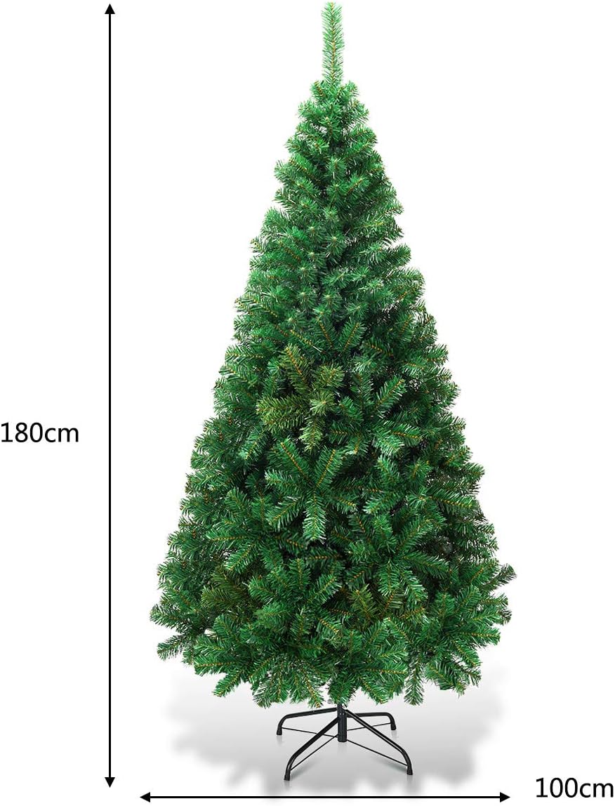 Künstlicher Weihnachtsbaum mit Metallständer, 650 Spitzen, Grün 180 cm