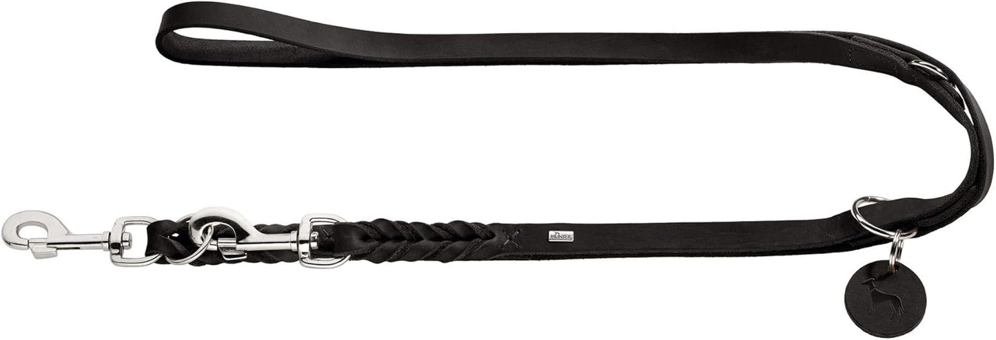 Solid Education - verstellbare geflochtene Hundeführleine, 200 cm, 1.3 x 200 cm schwarz