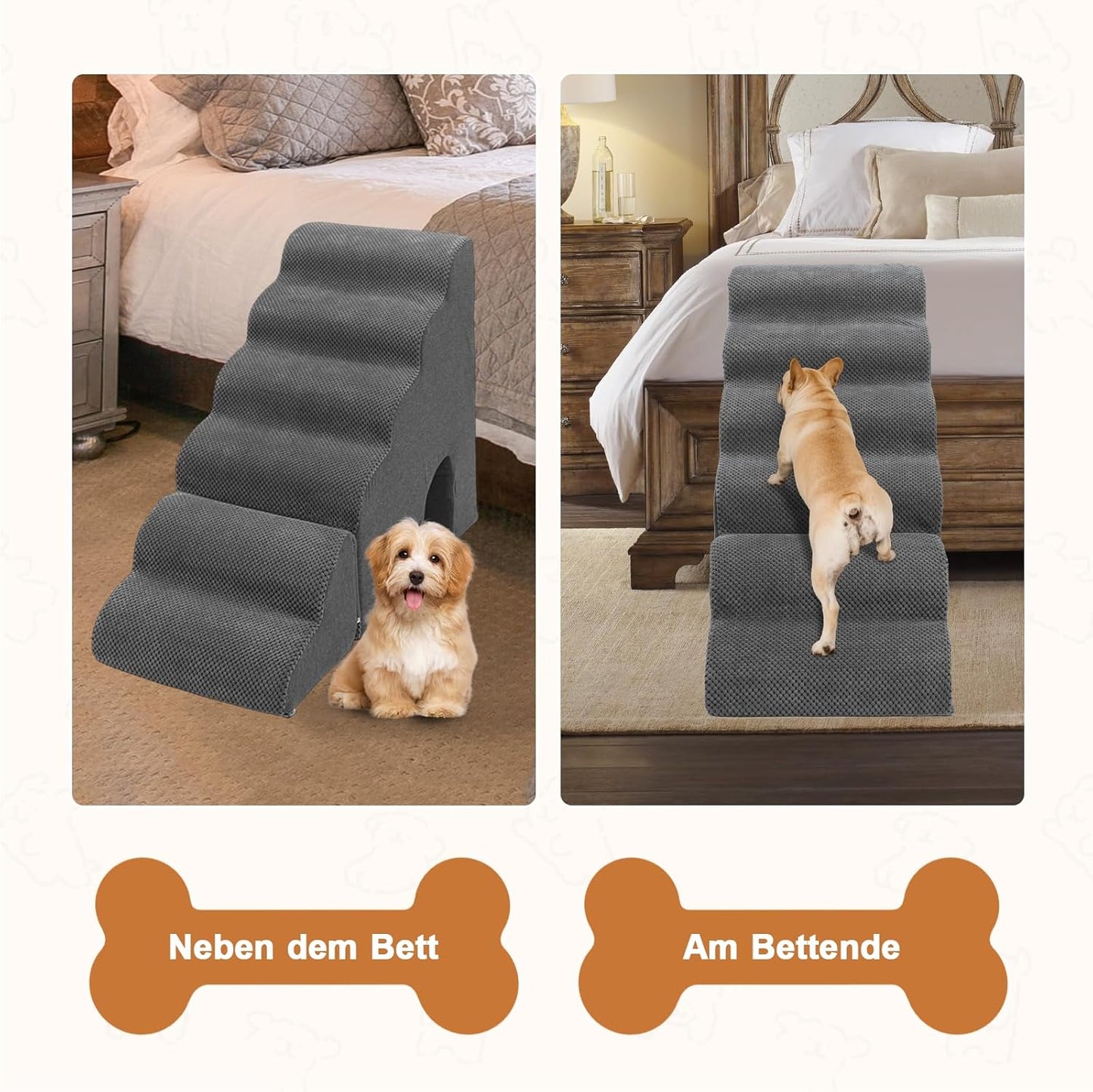 Haustiertreppe für kleine Hunde, 6 stufen Grau 6 Stufen