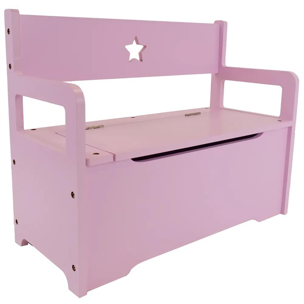 Kindersitzbank mit Aufbewahrungskiste, Rosa