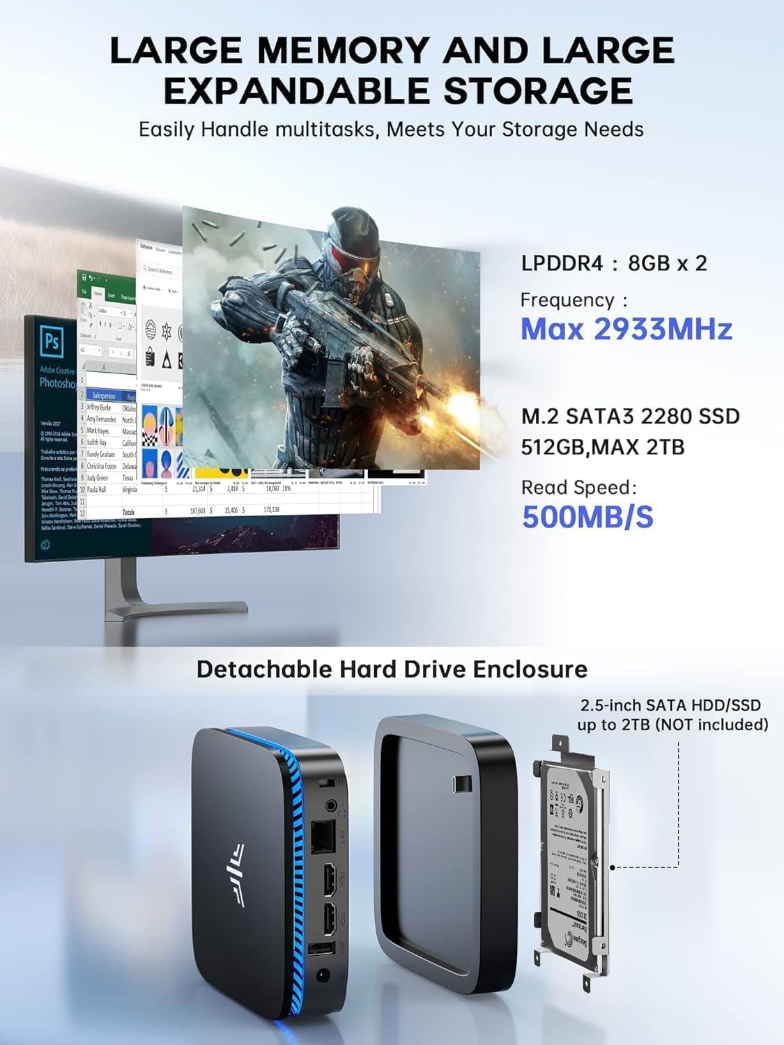 AK1PRO Mini PC N5105, 16GB RAM+512GB SSD