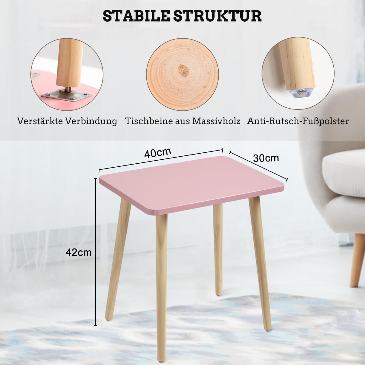 QDU-SAT-P Beistelltisch, Rosa