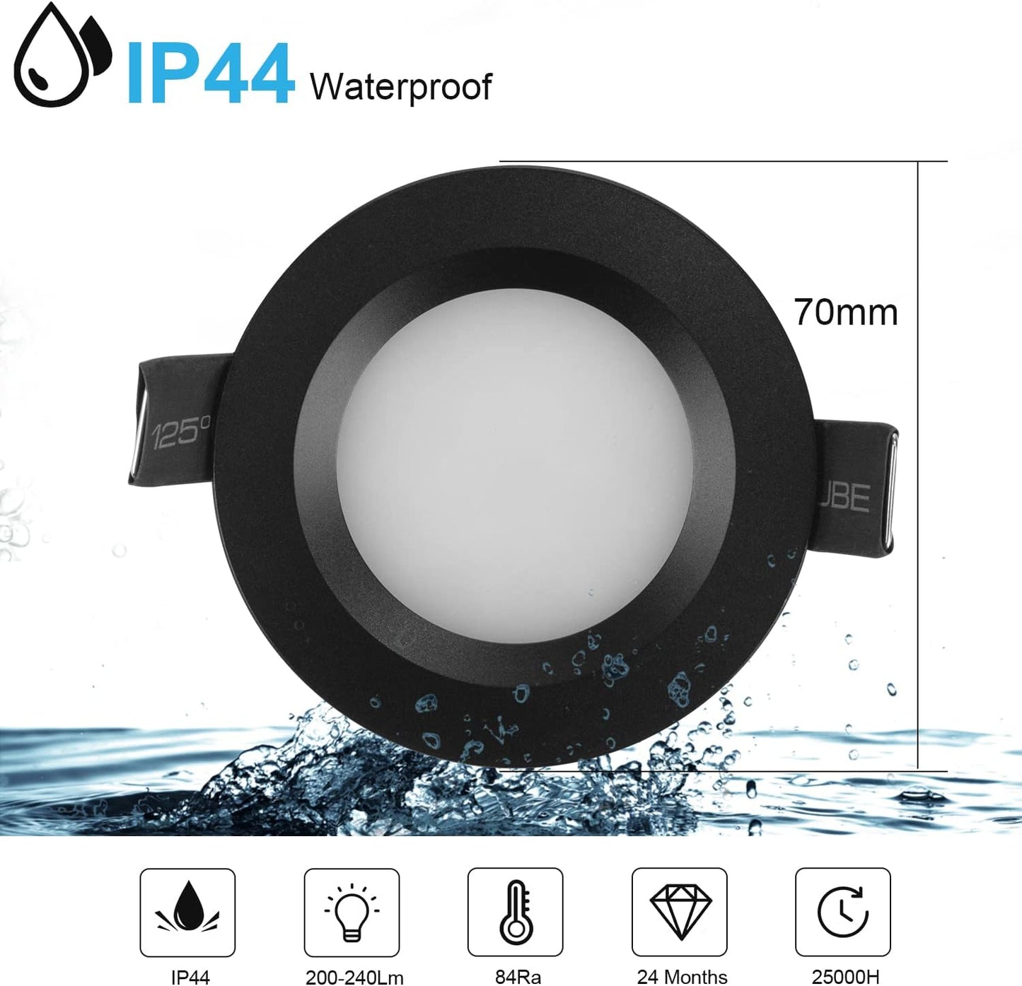 LED-Einbaustrahler, Schwarz / 6 X Einbaustrahler