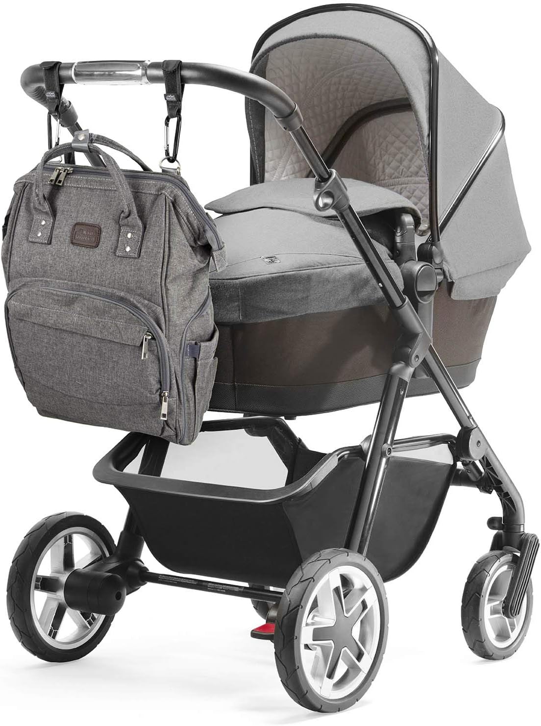Baby Wickelrucksack mit Wickelauflage und Kinderwagenbefestigung, Deluxe Set (Ohne Bett)