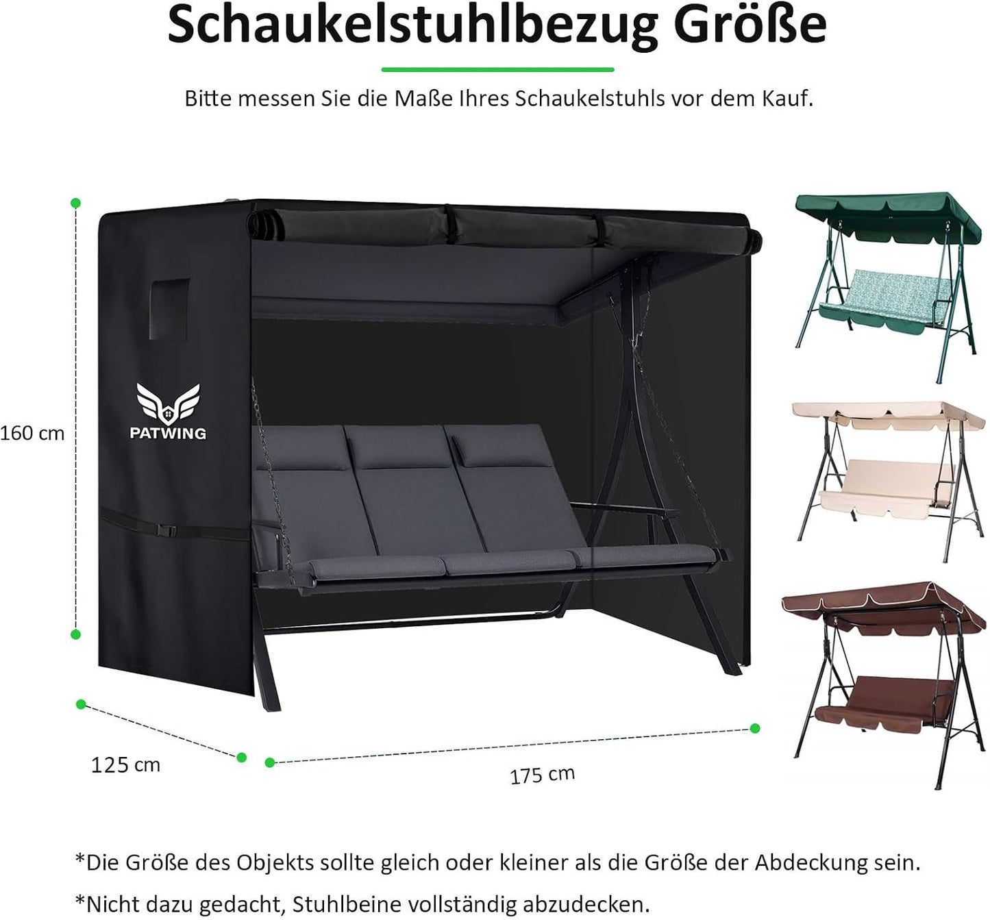 Abdeckung für Hollywoodschaukel, 175 x 125 x 160cm, 175*125*160cm