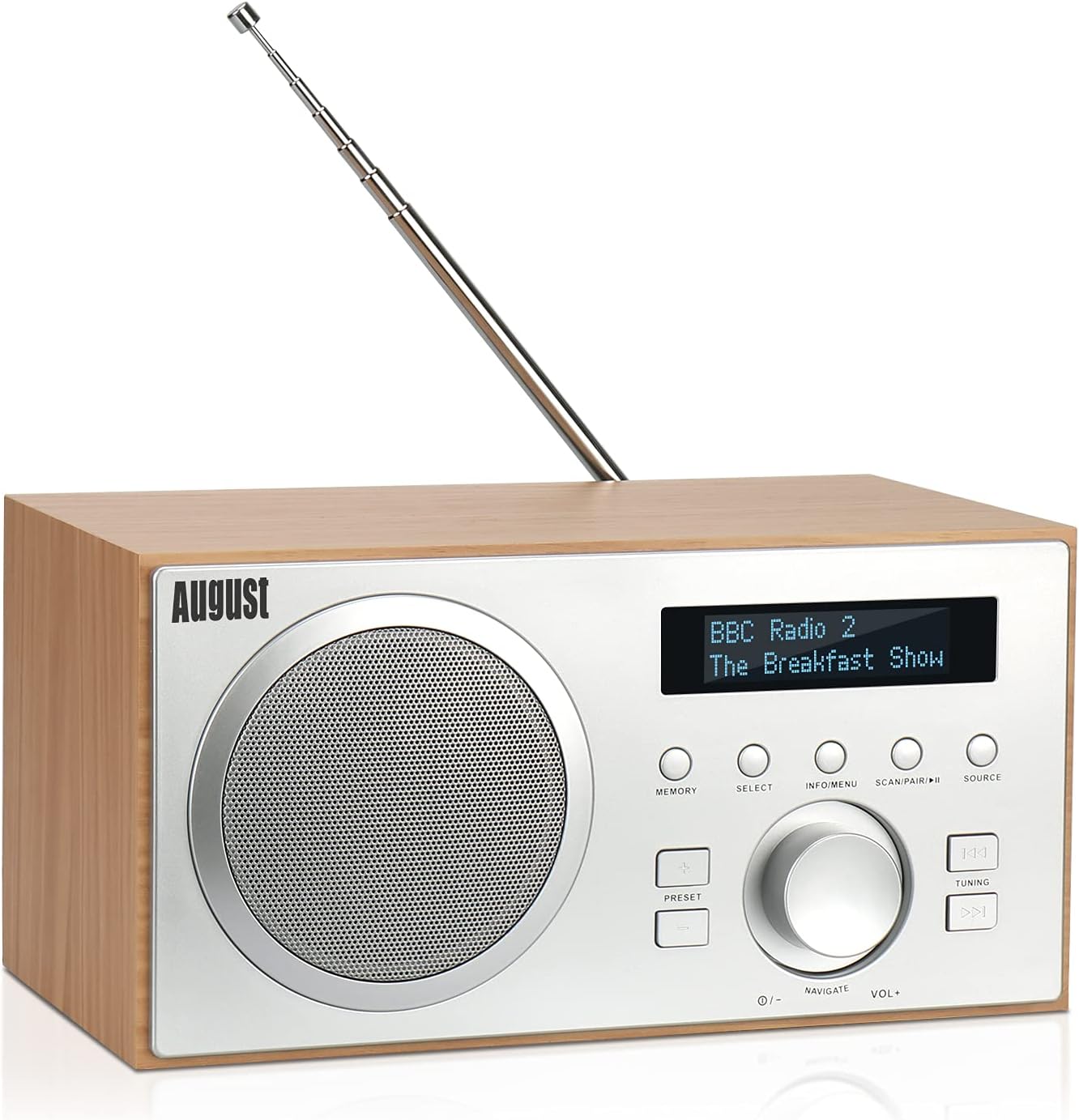 MB420 Digitales Küchenradio mit Bluetooth und Radiowecker, Hellbraun