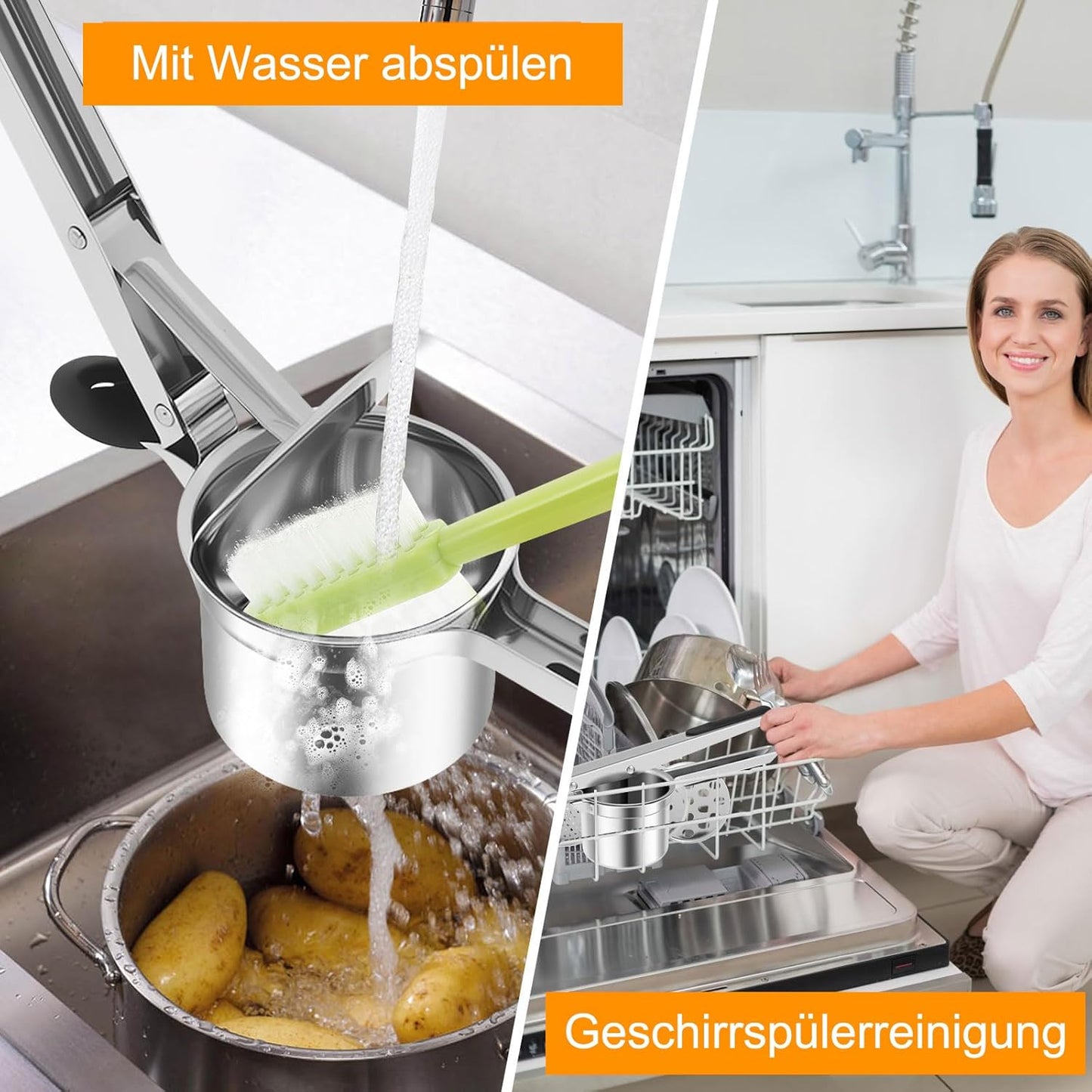 Kartoffelpresse mit 4 Schneidplatten und Zubehör