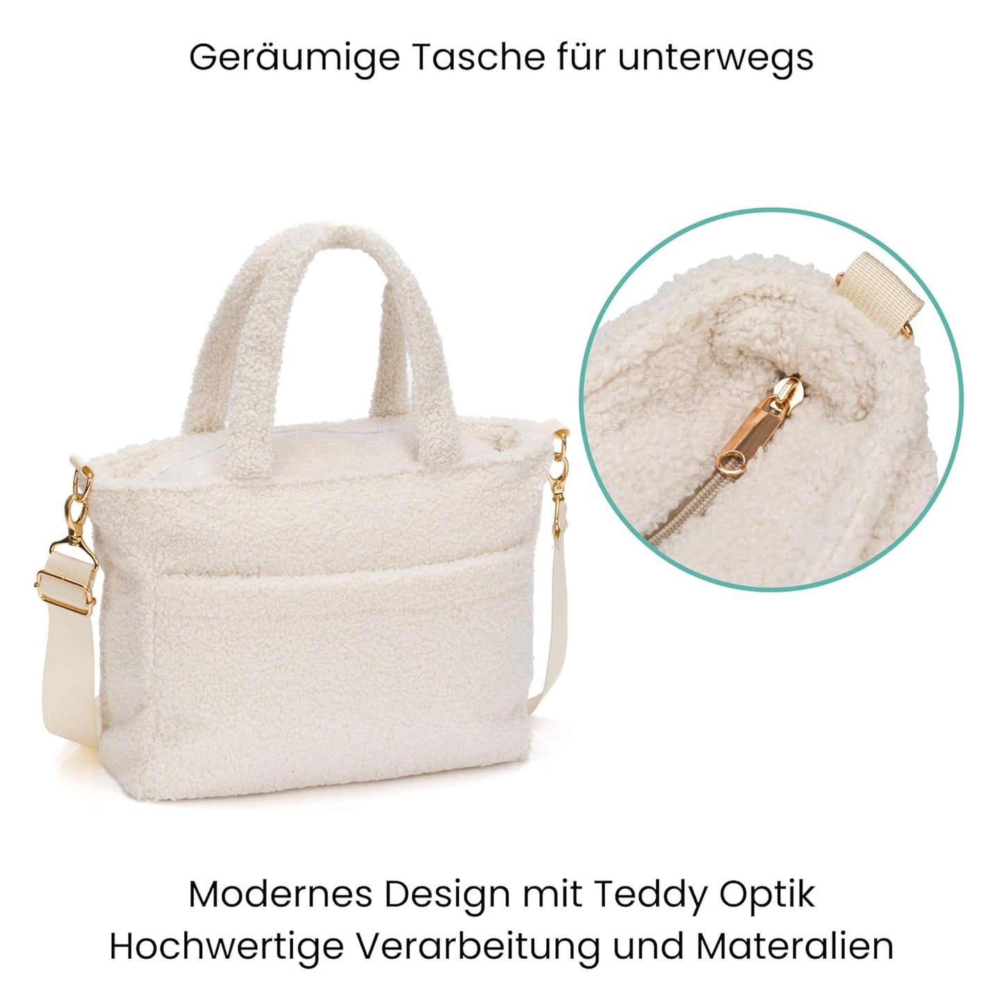 Wickeltasche Teddy Small Exklusiv mit Zubehör, Beige