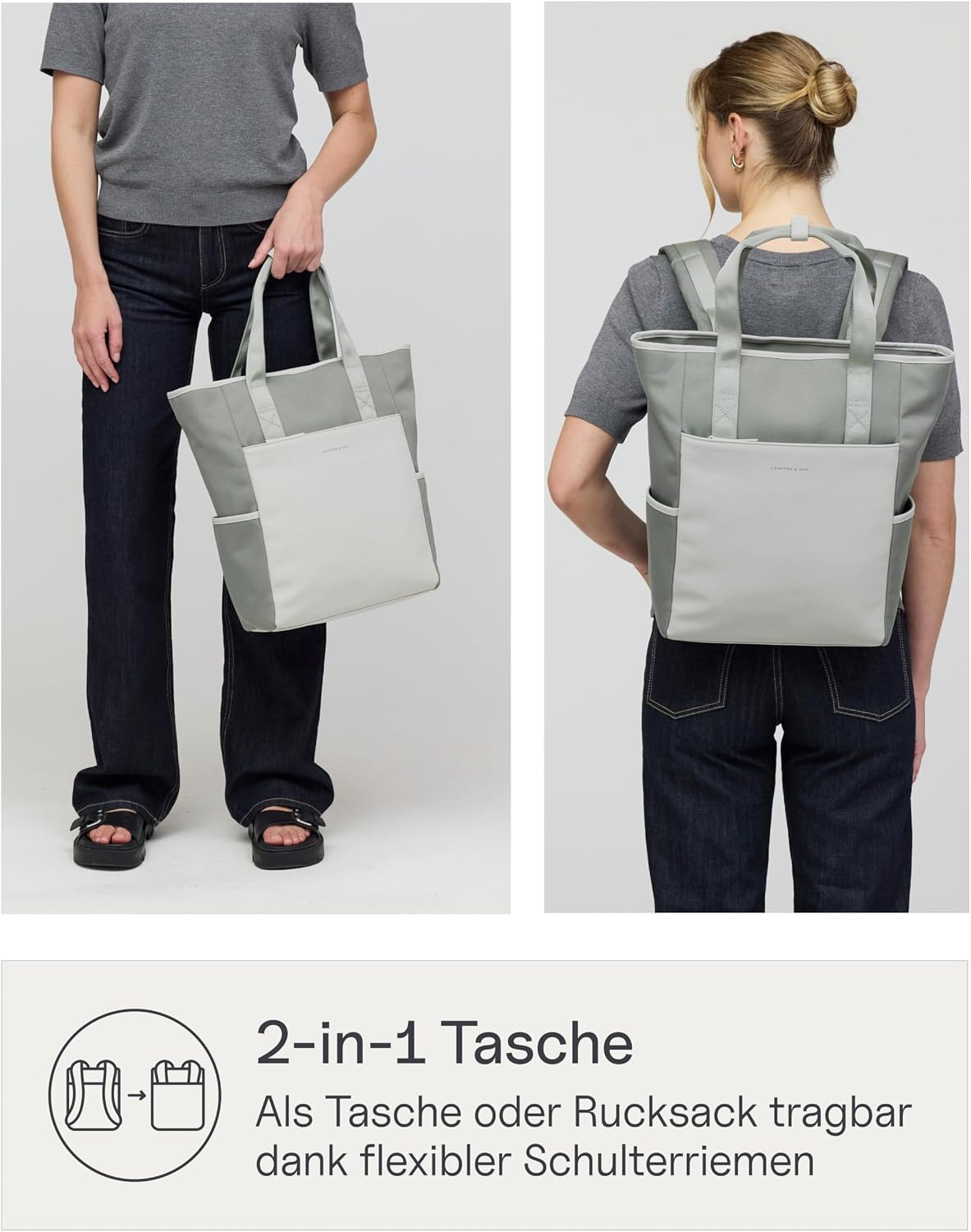 2in1 Wickelrucksack & -tasche, Muted Sage 18 L