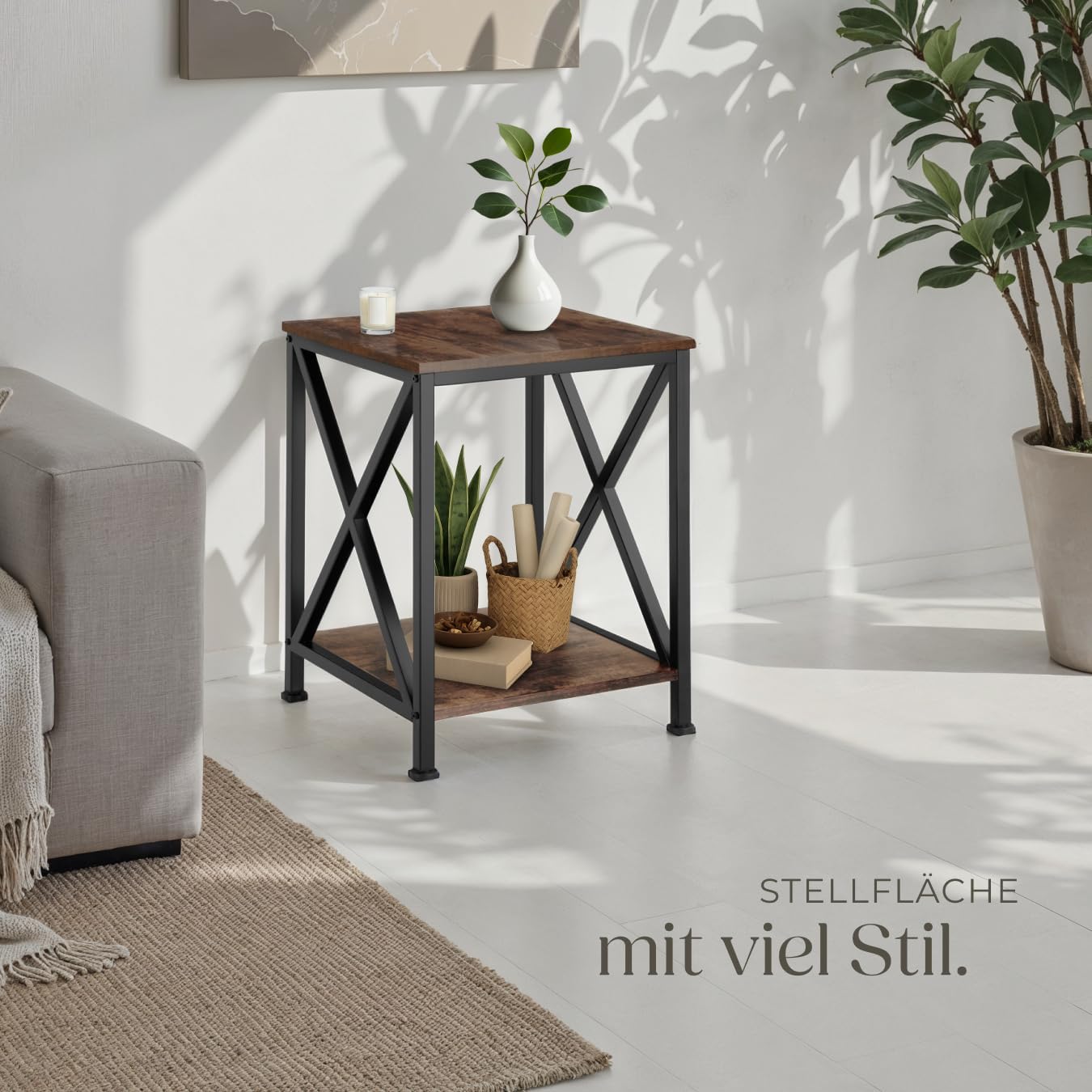 Industrial Beistelltisch Carlton, Carlton Industrial Holz Dunkel, Rustikal