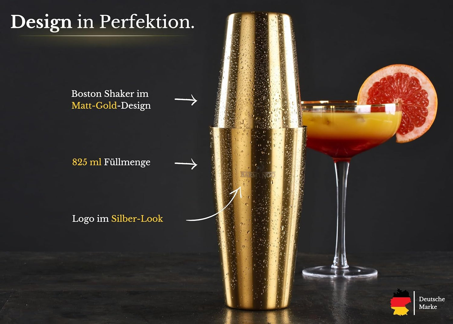 11-teiliges Cocktail-Shaker-Set, Schwarz-gold