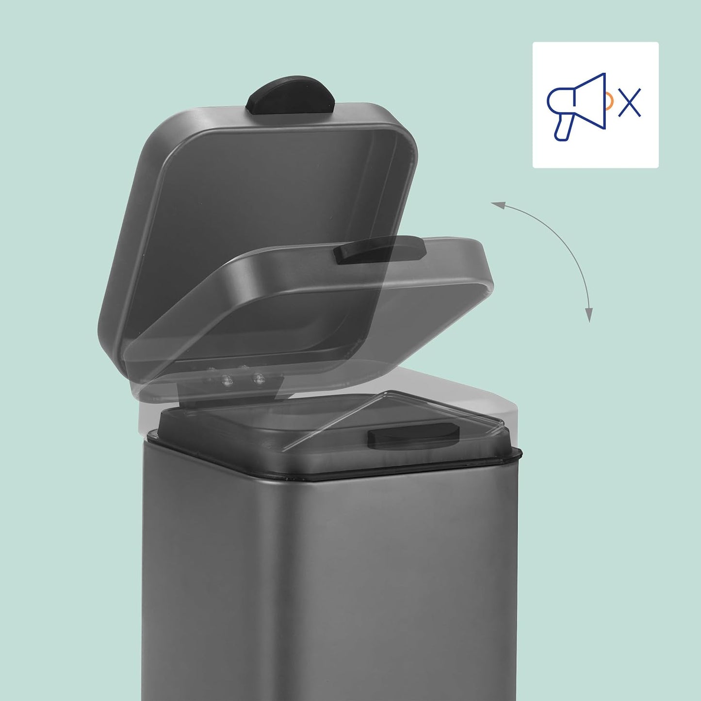Kosmetikeimer mit Absenkautomatik, Grau