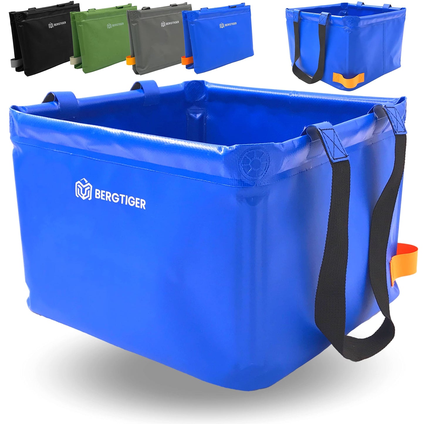 Faltbare Camping-Spülwanne mit Griff, Royalblau / Orange - 22 Liter