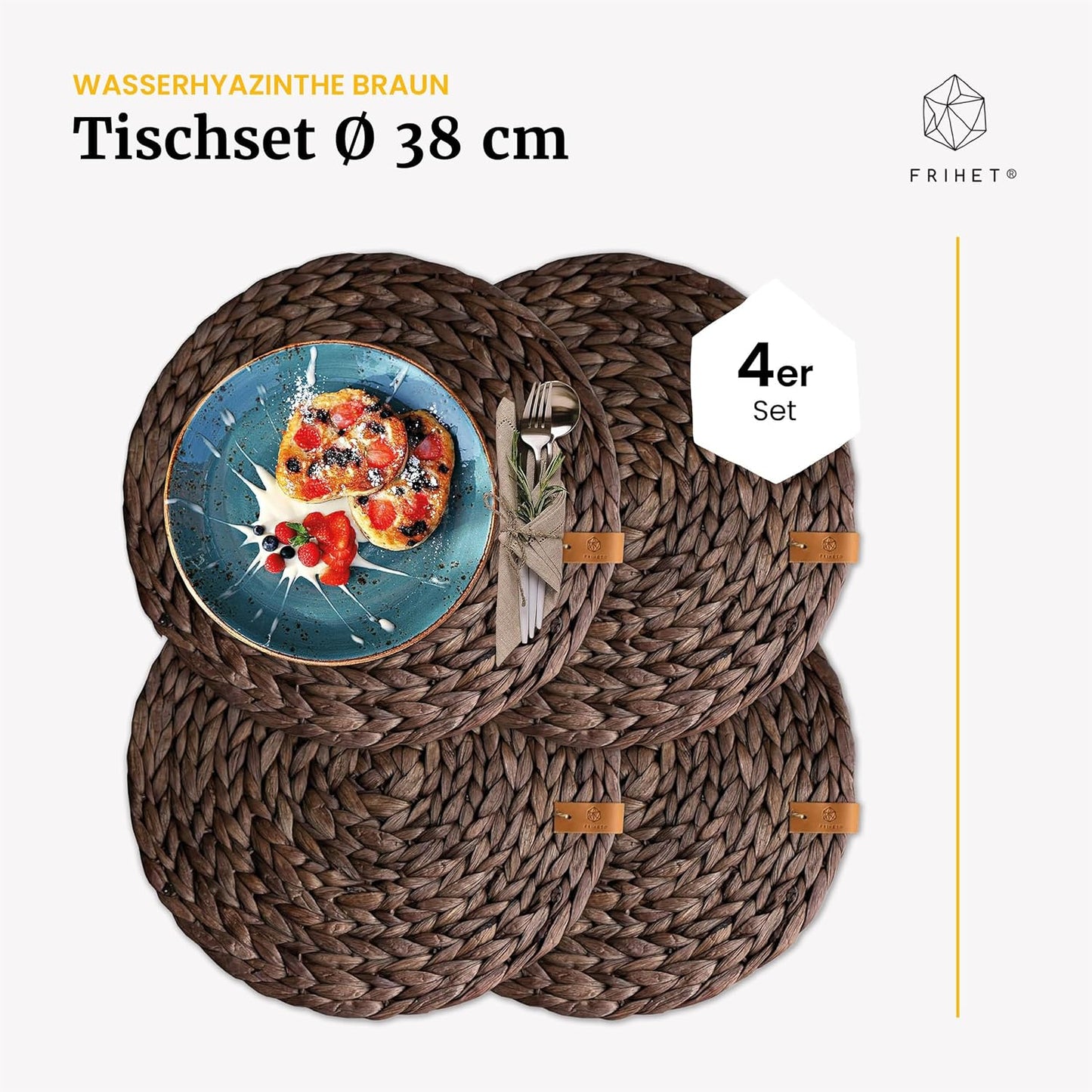 4-teiliges Tischset Oslo, 4 38cm braun